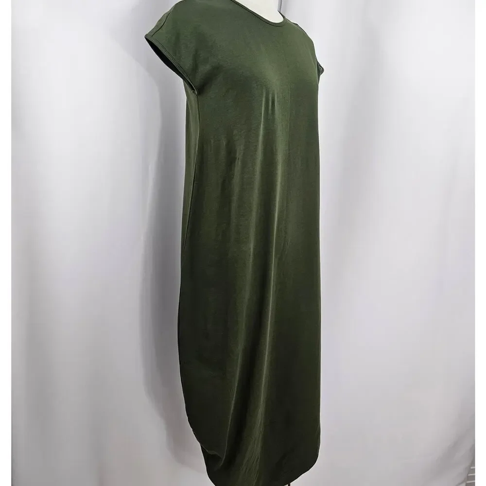 Universal Standard Geneva Green Asymmetrical Cotton Midi Dress Size 4XS/0 NWT - Picture 6 of 13